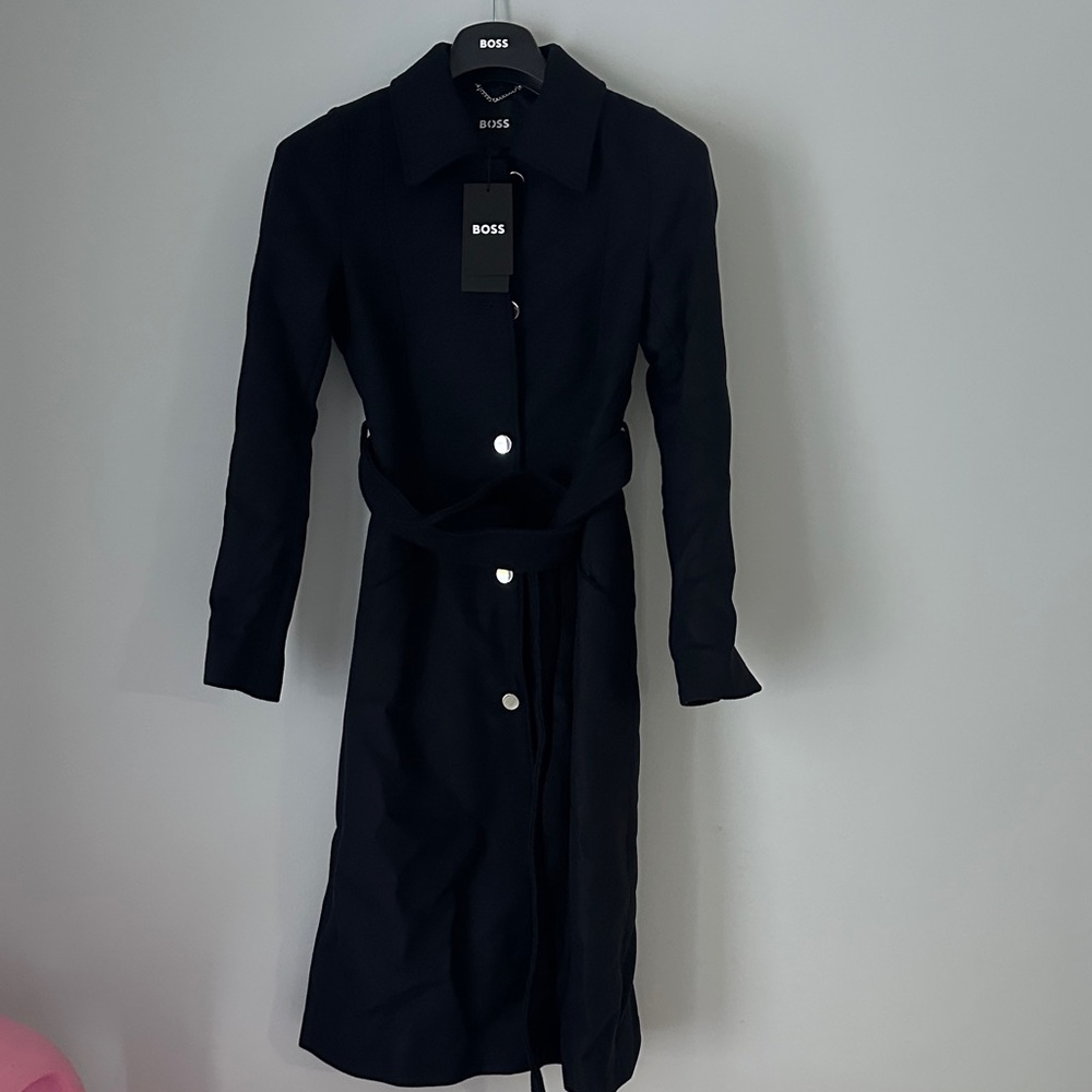 BOSS Women's Navy Long Sleeve Coat